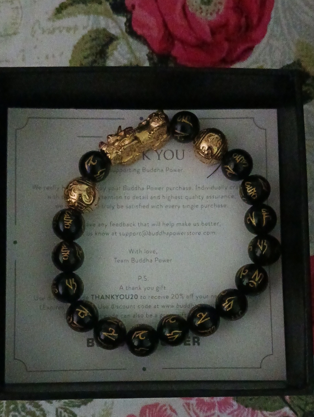 Buddha Power Black and Gold Pi Xiu Bead Bracelet